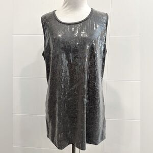 NWT Chico's Gray Sequin Relaxed Tank Top size Large